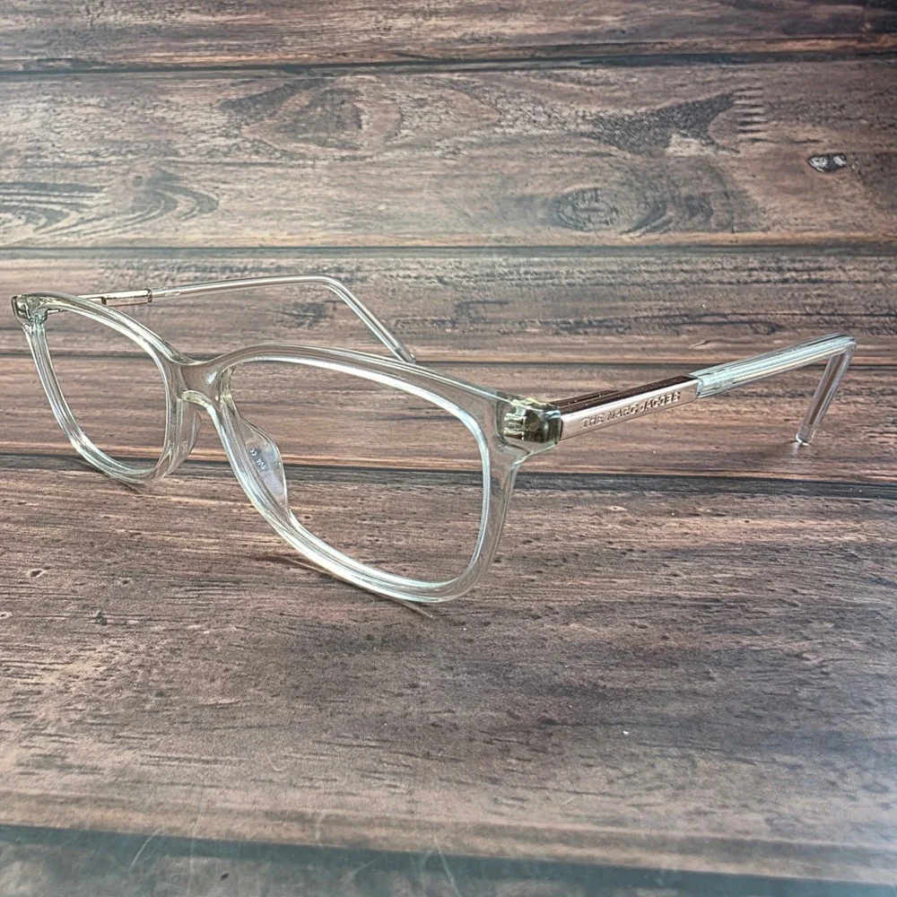 The Marc Jacobs Clear Square Eyeglass Frames Gold Temples 53-15 1V4 Women
